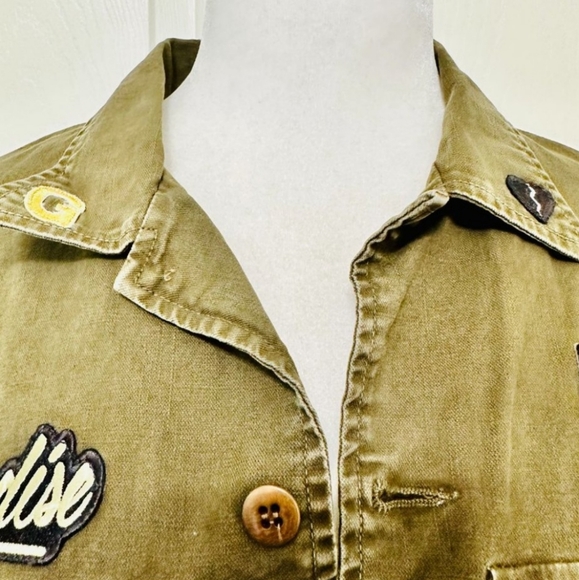 AGOLDE REVOLVE STELLA MILITARY ARMY INSPIRED GREEN PATCHWORK JACKET MADE IN USA - Picture 3 of 5